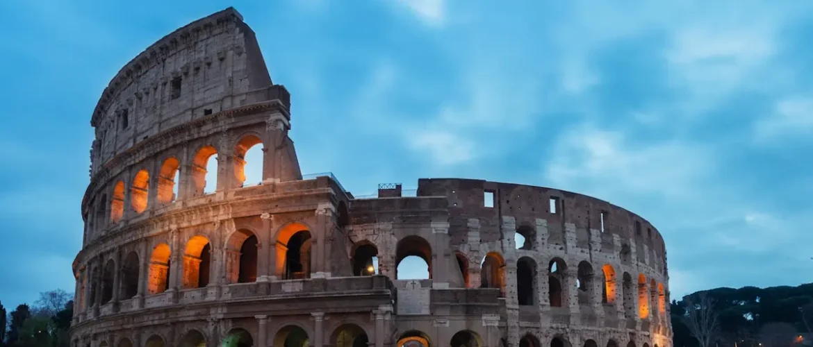 Rome Colosseum and Historic Center View from Luxury Rooftop Terrace
